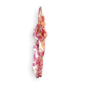 Pink flower top teen L half tank-top and half T-shirt- shear